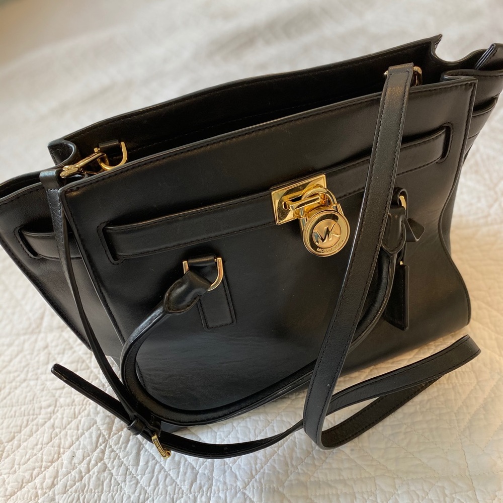 Michael Kors Hamilton Black Leather Tote